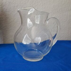 Libbey Acapulco Clear Glass Pitcher Vintage Hand Blown Optic Water Carafe
